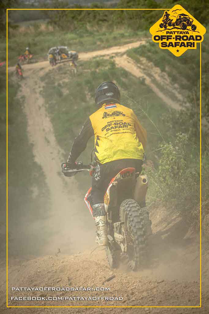 Quad bike kicking up sand on a Pattaya off-road track